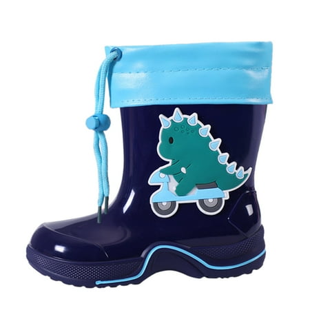 

Yinguo Classic Dinosaur Children Rainboots Rubber Children Water Shoes Fleece Waterproof Rain Boots Kids Cartoon Shoes