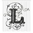 thumbnail image 3 of Ambesonne Letter L Shower Curtain, Ornate Capital L Art, 69"Wx70"L, Black Grey White, 3 of 3