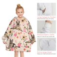 thumbnail image 6 of Shepherd Dog and Flower Floral Blanket Hoodies for Kids 6-13YR Oversize Wearable Blanket Hoodies for Boys Girls Teens, 6 of 7
