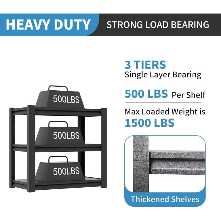 BIZOEIRON 72" H Metal Storage Shelving, 2500LBS Heavy Duty Shelves Unit, Adjustable 5 Tier Storage Rack, Industrial Utility Shelf For Garage, Warehouse, Bedroom, Kitchen,16" D×36"W×72"H, Black