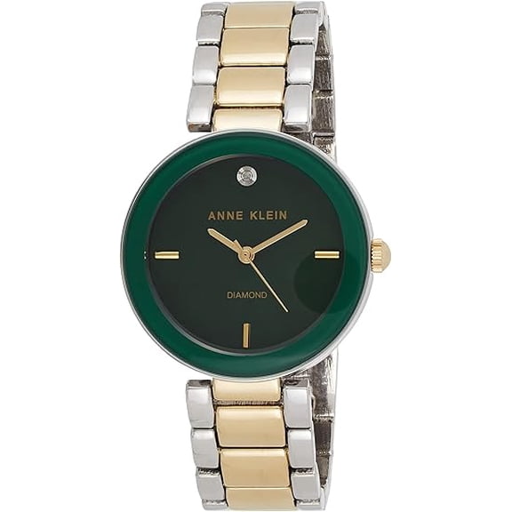Anne Klein Gold-Tone Stainless Steel Green Dial Ladies Watch