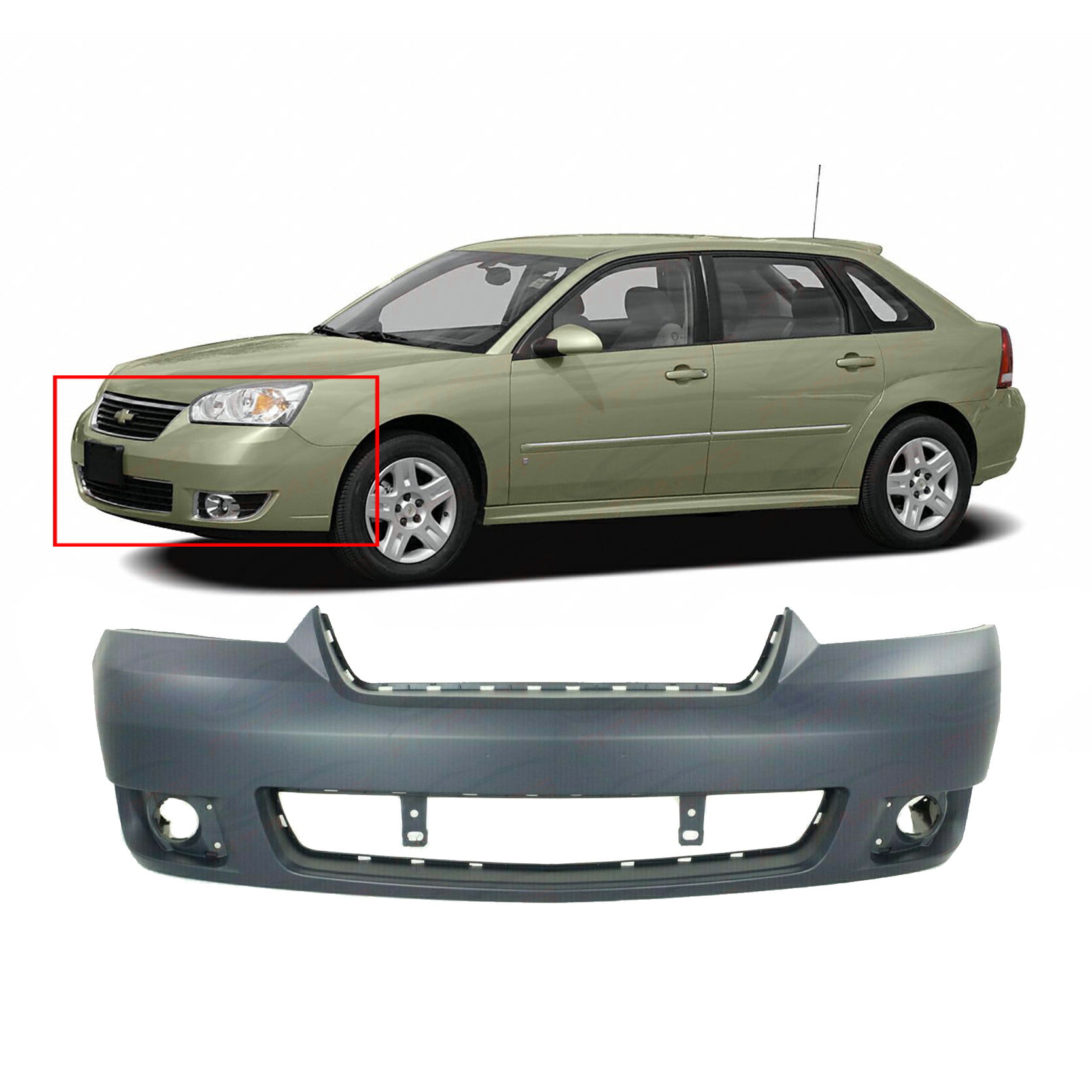 Grille For 2008-2012 Chevrolet Malibu Set of 2 Center Paint to Match Plastic 