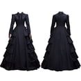 thumbnail image 4 of Women's Black Medieval Victorian Style Dress Renaissance Gothic Lace Princess Ball Gown, 4 of 5