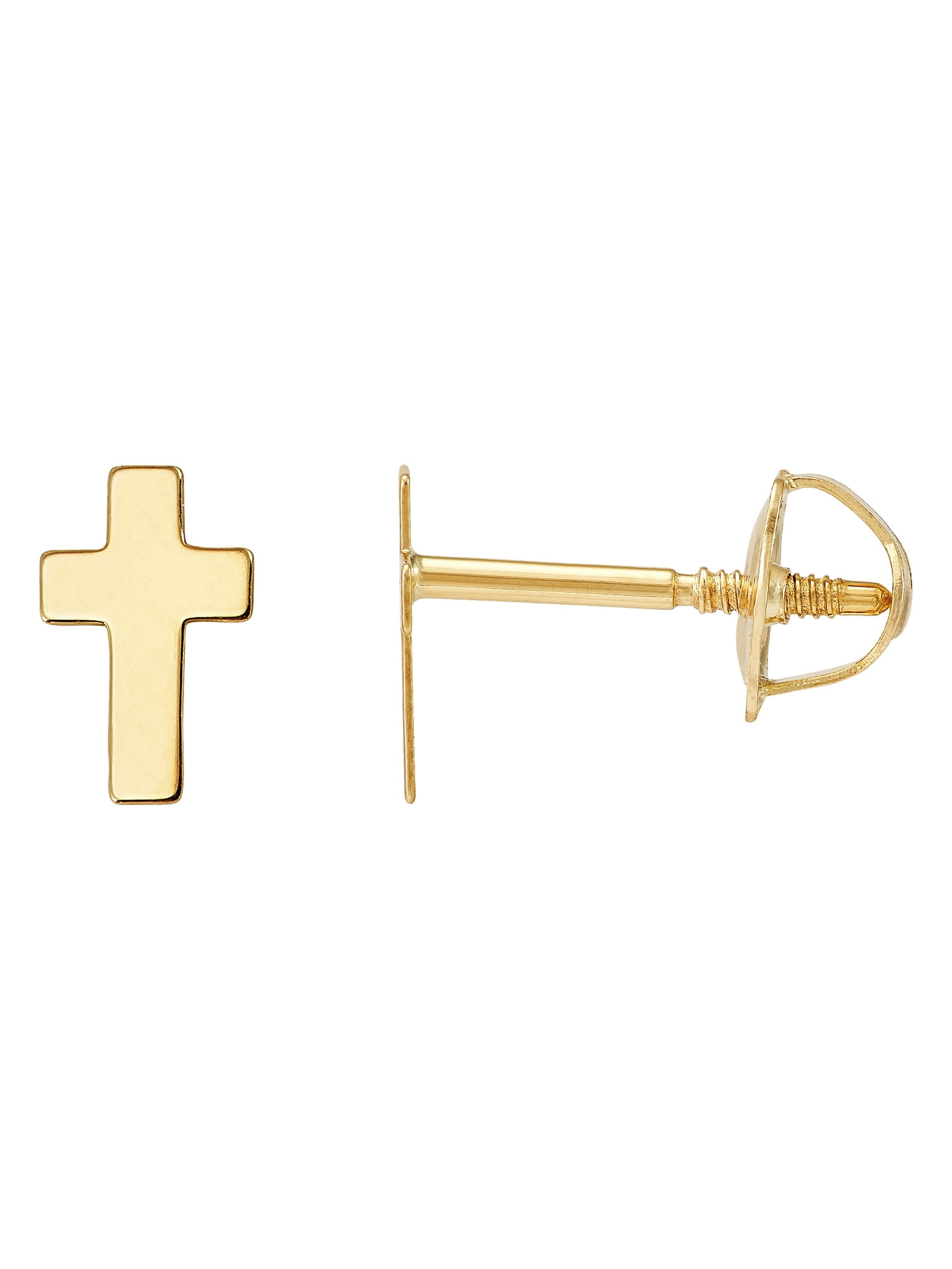 Brilliance Fine Jewelry Cubic Zirconia Studs,Cross,Heart Studs Set in 10K Yellow Gold