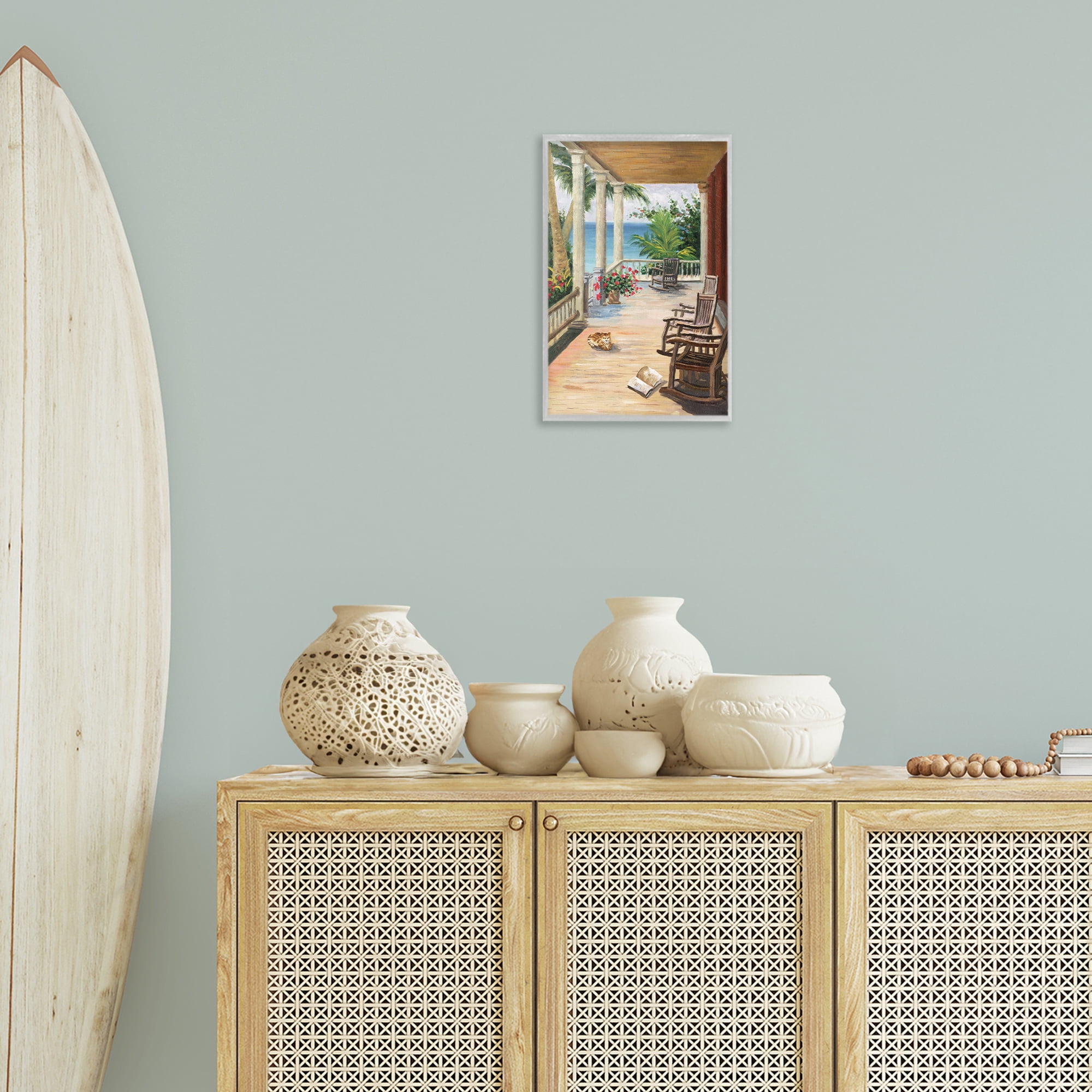 Stupell Industries Coastal Cape Cabin Coastal Painting Gray Framed Art Print Wall Art, 12 x 18