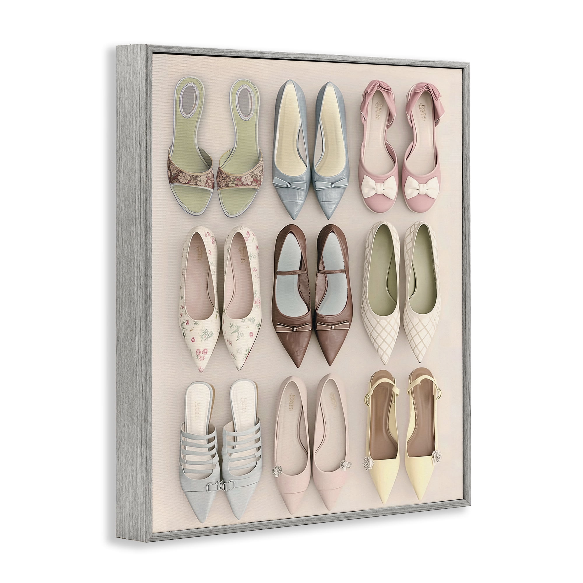 Beatrice's Closet Shoes Gray Framed Giclee Art, design by Annabelle Hall