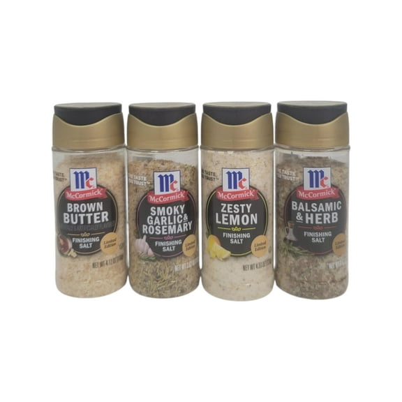 McCormick Finishing Salts Limited Edtion Summer Flavors: Zesty Lemon, Smoky Garlic & Rosemary, Brown Butter, and Balsamic Herb