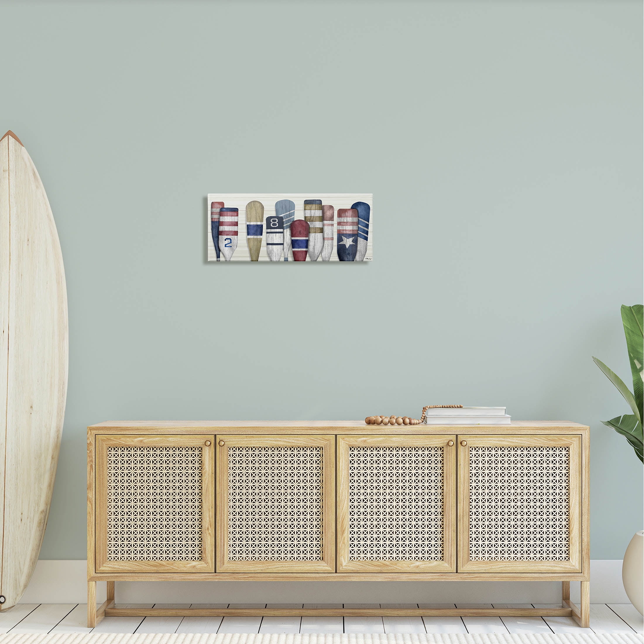 Stupell Industries Port Oars Vintage Americana Patterns Graphic Art Gallery Wrapped Canvas Print Wall Art, Design by Paul Brent