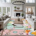 thumbnail image 3 of Large Area Rugs for Living Room Bedroom, Easter 5'x8' Rug Washable Carpet Runner Indoor Outdoor, Spring Colorful Bunny Eggs Flower Wood Grain Non Slip Floor Mats Rug for Kitchen, Bathroom, 3 of 8