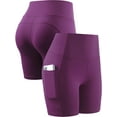 thumbnail image 5 of Cadmus High Waist Yoga Shorts for Women Workout Running Shorts Naked Feeling Biker Shorts Tummy Control Deep Pockets, Purple, M, 5 of 8