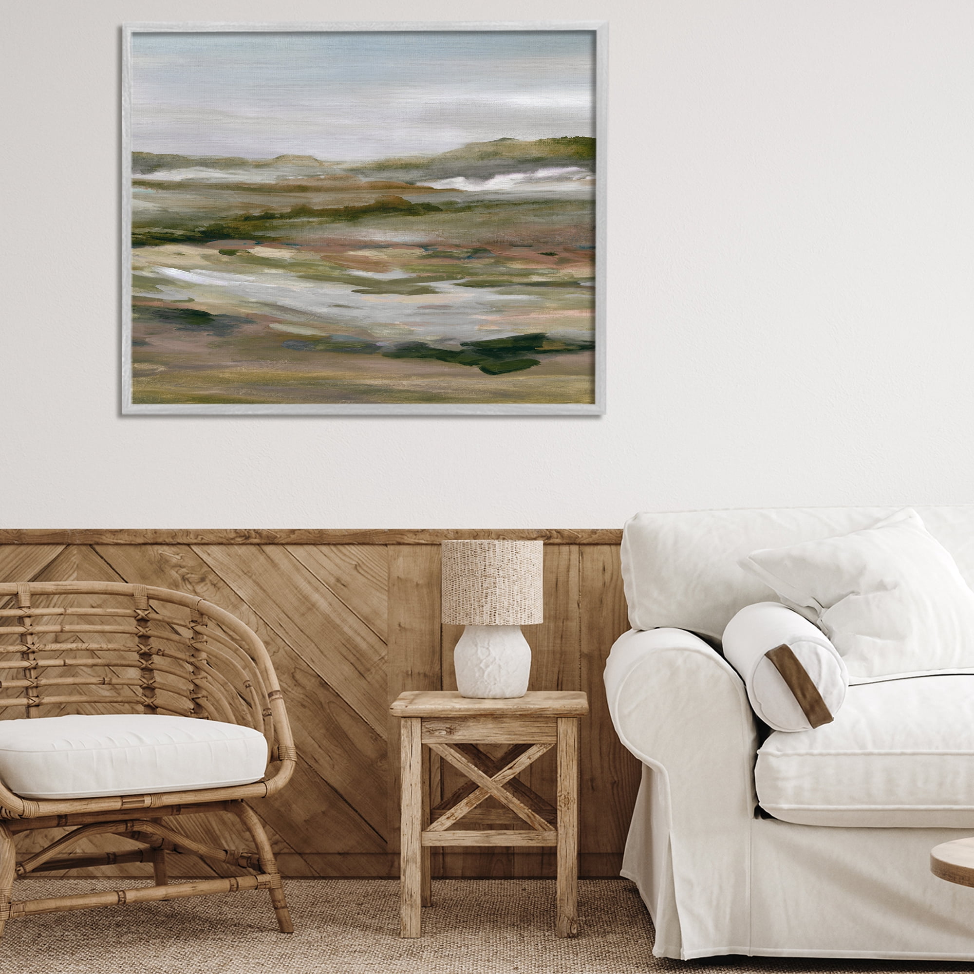 Stupell Industries Natural Meadow Abstract Horizon Gray Framed Giclee Art, design by Carol Robinson