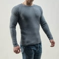 thumbnail image 2 of Fall Shirts for Men Casual Solid Round Neck Pullover Long Sleeve Sweater Slim Fit Bottoming Knit Top, 2 of 6