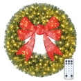 thumbnail image 2 of HOMCOM 60in Pre-Lit Christmas Wreath with 3D Red Bow, Christmas Wreath for Front Door with 11 Lighting Modes, 300 LED Lights, 2 of 9