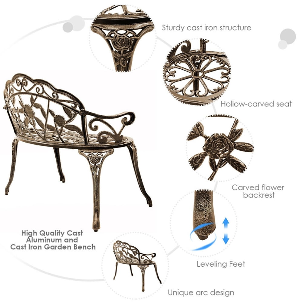 Aimee Lii Aluminum Patio Outdoor Garden Bench Chair Loveseat Cast, Outdoor Patio Furniture, Bronze Aimee Lii Aluminum Patio Outdoor Garden Bench Chair Loveseat Cast, Outdoor Patio Furniture, Bronze