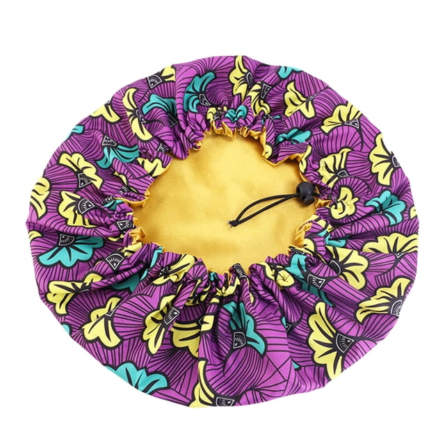 Bonnet Double Rond à Impression Batik pour Enfant, Bonnet de Nuit Ajustable, Bonnet de Douche, Filet de Soins Capillaires en Polyester