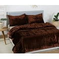 thumbnail image 3 of Vinsan International Ultra-Luxe Velvet Duvet Cover, Boho Bedding UO Comforter Donna Cover, 3 Pcs Set Brown Color Duvet Set, Velvet Bedding Set CK King Size, 3 of 6