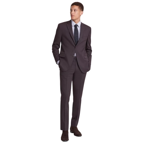 Dkny Mens Modern fit 2 Piece Suit 36 S / 29 Waist Burgundy Red Solid Stretch