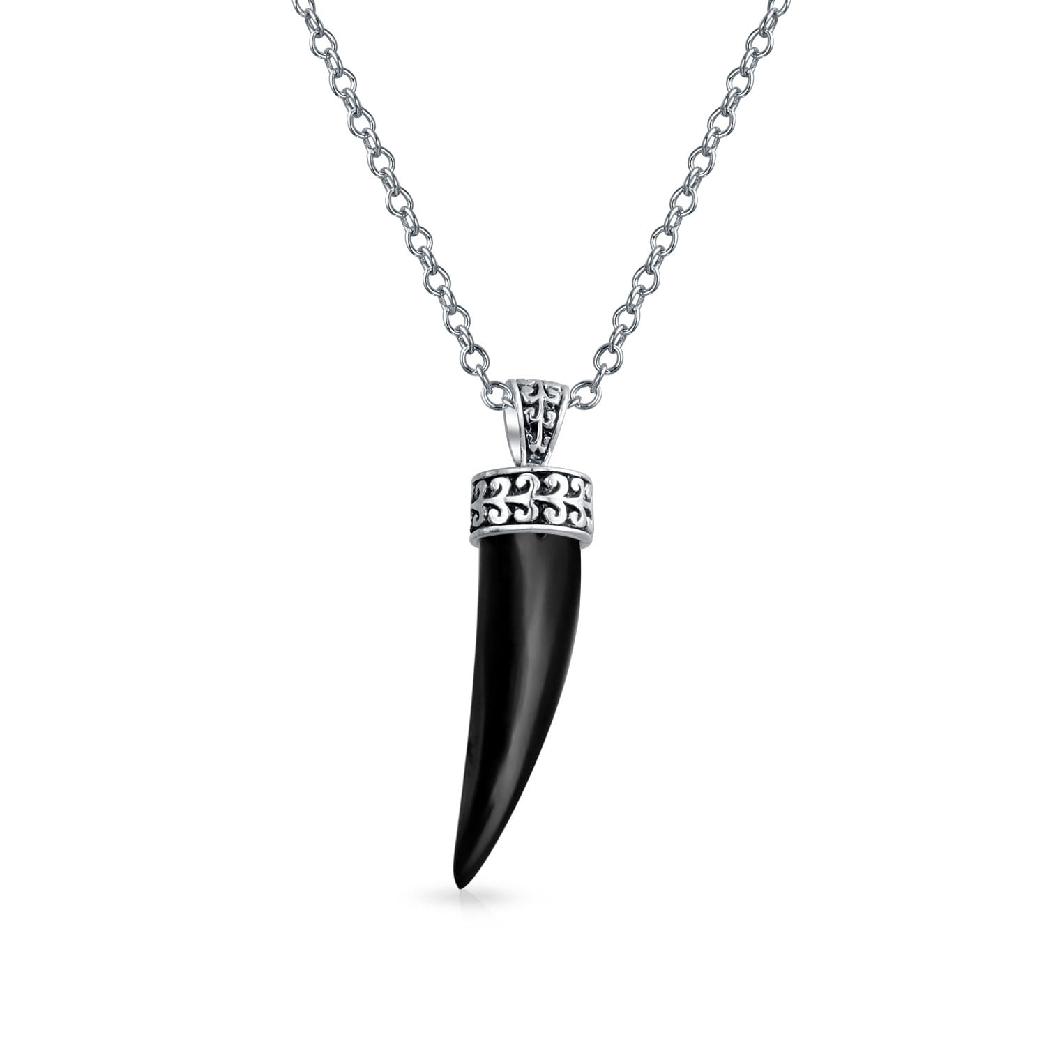 Italian Horn Tooth Amulet Black Onyx 