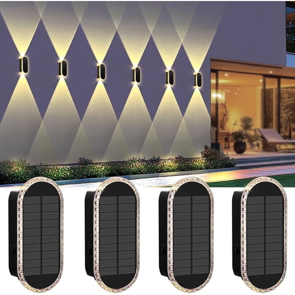 Kanstar Black up and Down Lighting Color Changing LED Outdoor Solar Powered Wall Lights 4 Count