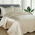 thumbnail image 5 of Home Soft Things 3 Piece Quilted Satin Bedspread Set - Queen 96"x96" - Champagne, 5 of 13