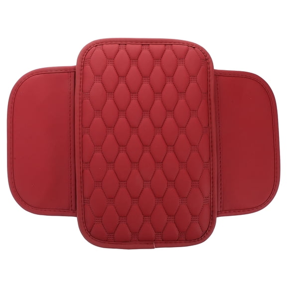 Raindrops Universal Cotton Car Armrest Box Pad Fake leather Car Armrest Box Pad Car Center Console Cover Pad Vehicle Seat Box Cushion Protector Red