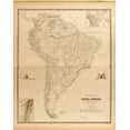 thumbnail image 2 of Vintage Maps 12x14 Black Ornate Wood Framed with Double Matting Museum Art Print Titled - Mountain Systems of South America, 2 of 4