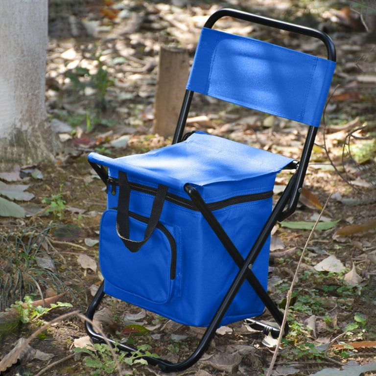 RKSTN Outdoor Folding Chair With Cooler Bag Compact Fishing Stool Fishing  Chair With Double Oxford Cloth Cooler Bag For