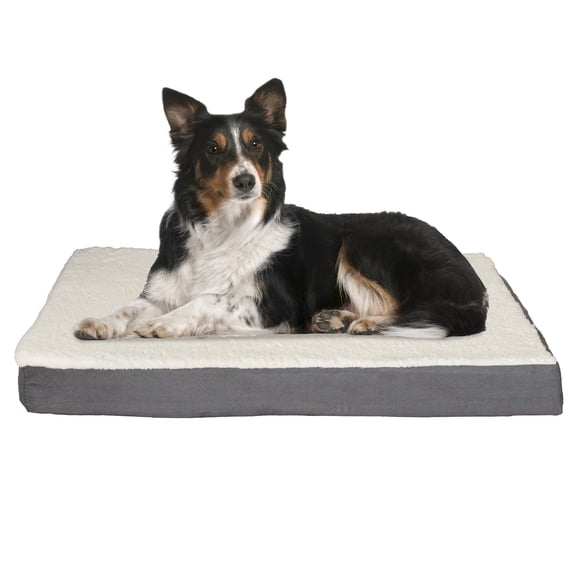 PETMAKER 36x27 Memory Foam Dog Bed with Washable Sherpa Cover (Gray)