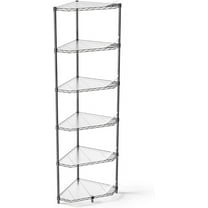 Black Pentagonal-Shape 600lbs 6 Tier Corner Shelf NSF Metal Wire Shelving Unit, Adjustable, with Leveling Feet and Waterproof Shelf Liners for Garage, Kitchen, and More - 20" L x 20" D x 72" H