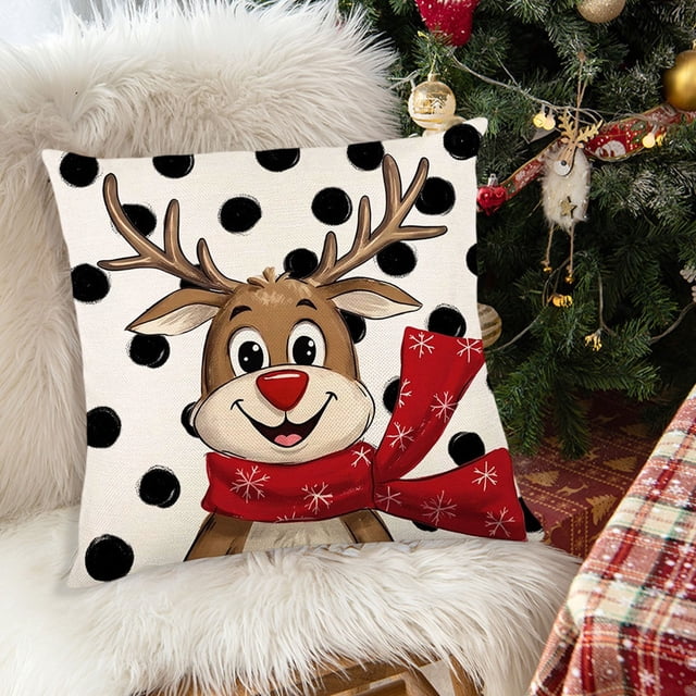 Decoraciones navideñas, adornos navideños, regalos navideños. Fundas de almohada estampadas navideñas. Funda de cojín para sofá, dormitorio, funda de almohada de poliéster.