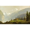 thumbnail image 2 of Hermann Ottomar Herzog 14x11 Black Ornate Wood Framed Double Matted Museum Art Print Titled: Alpine Landscape Mountain Hut (1872), 2 of 5