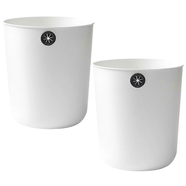 PP Material Trash Can with Round Hole Design for Home Use White Large Capacity 2Pcs