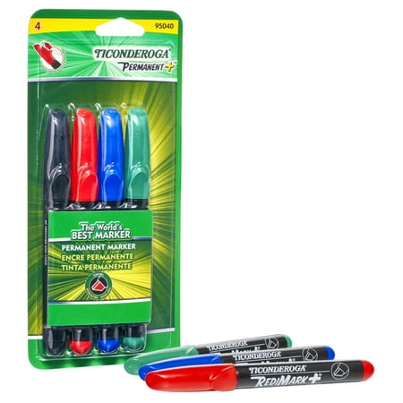 RediMark+ Chisel Tip Permanent Markers, 4-Color Set