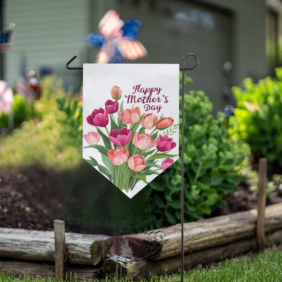 Happy Mother's Day Bunch Of Flowers Garden Flag 18" x 12.5" Double Sided Yard Lawn Outdoor Decor Small Yard Flags