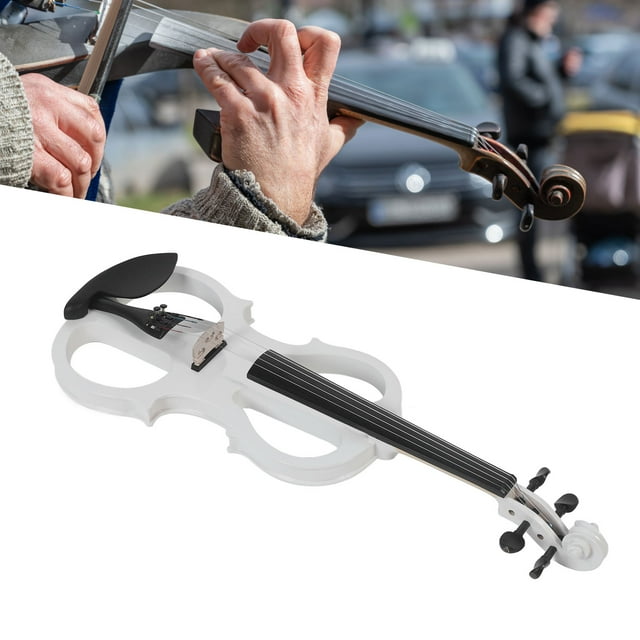 Kit de Violon, Violon Électrique Professionnel à Grand Application, Volume de Ton Réglable Silencieux pour Pratique Performance Blanc
