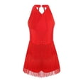 thumbnail image 3 of TiaoBug Kids Girls Shiny Rhinestone Sleeveless Fringe Gymnastics Leotard Latin Ballroom Dancewear Red 10, 3 of 7