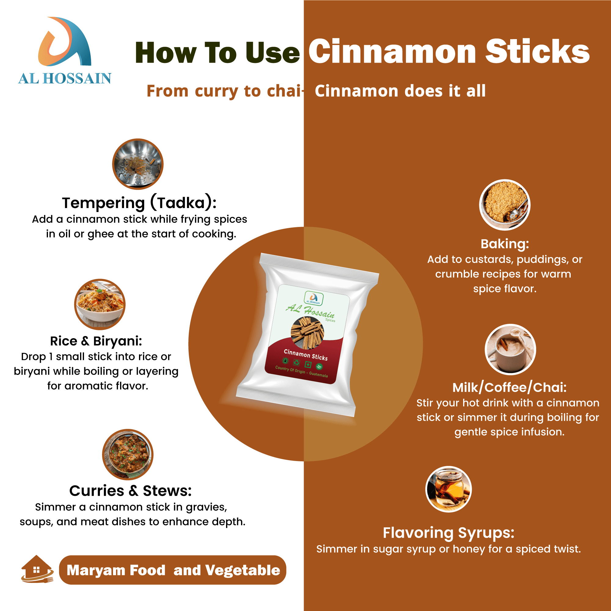 "Al Hossain Natural Guatemalan Cinnamon Sticks – Bulk 11 LB (5 kg / 176 oz) | Premium Whole Ceylon Cinnamon – Aromatic, Sweet, and Flavorful | Perfect for Cooking, Baking, and Herbal Tea |Gluten free