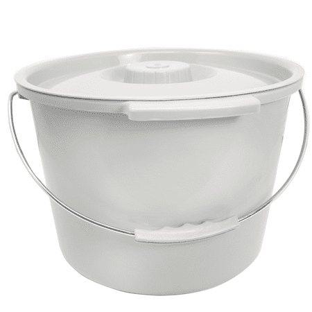 Light Duty Pail (Pivit Replacement Commode Buckets | Includes Lid and Metal Handle | Portable Universal Potty Pail Fits Any Bedside Medical Toilet | Heavy Duty with Side Handles & Odor Seal)