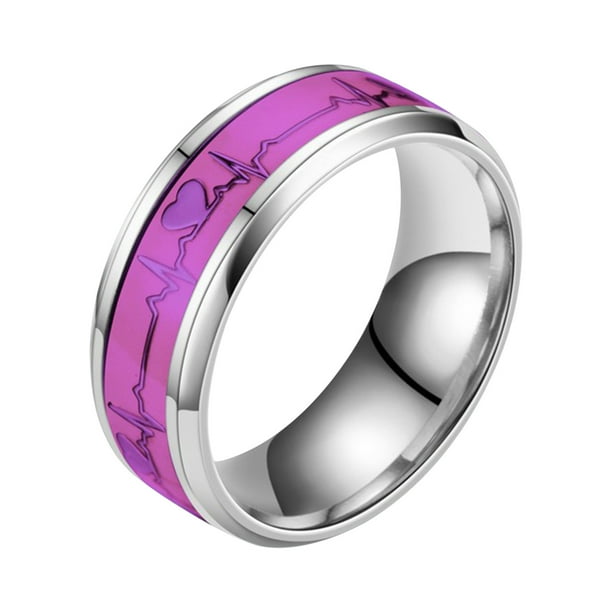 Xihbxyly Anillos de Pareja de Acero Inoxidable, Elegante Colgante de Cristal, Diseño Clásico de Anillo de Hierro, Perfecto para Navidad, Regalo Romántico para Seres Queridos, Tamaño de Anillo de 2 Cm