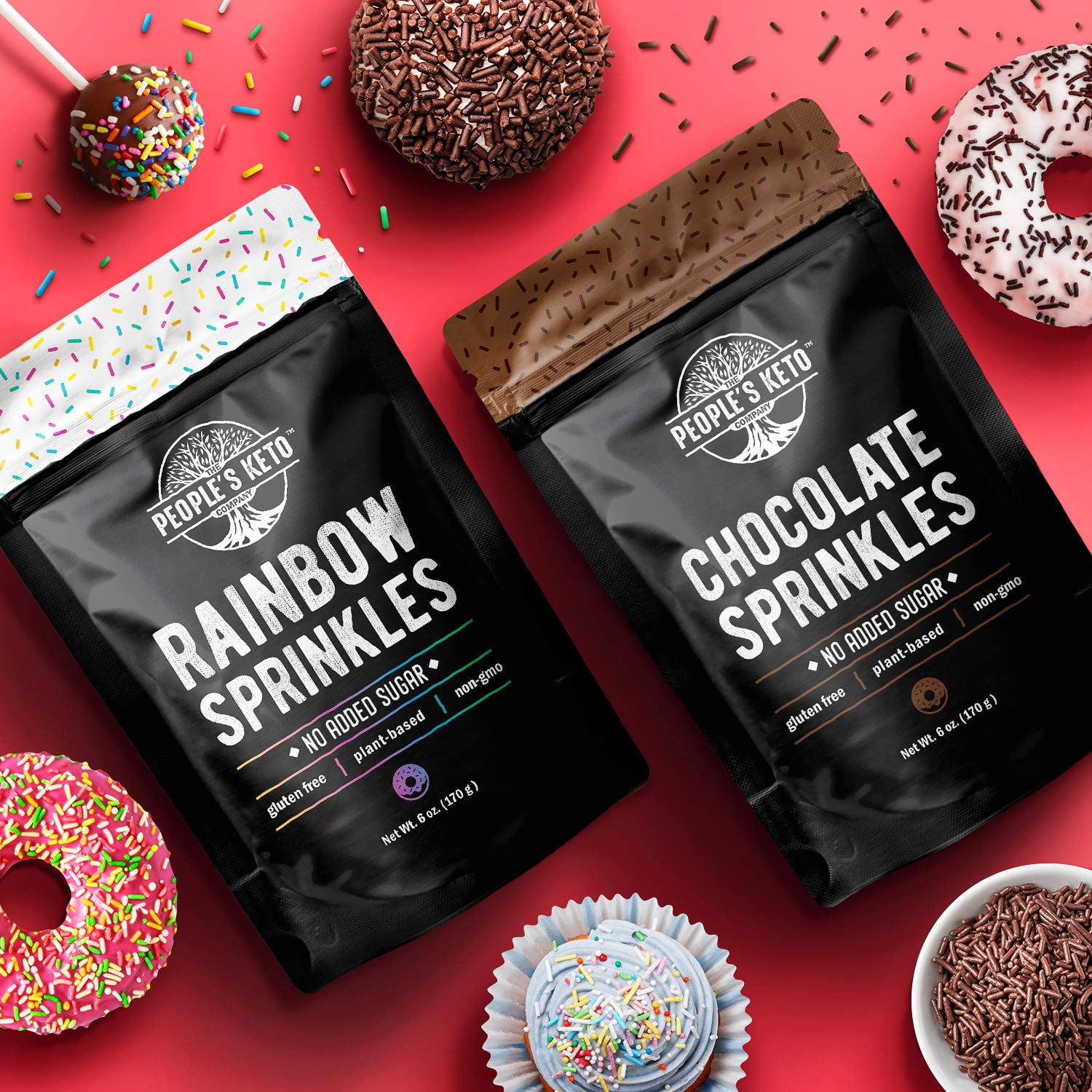 Keto Sprinkles, 6 oz. Larger Value Size, Dye Free, Non-GMO, Plant-Based,  Vegan, Gluten Free, All Natural, No Artificial Coloring, Sugar Free