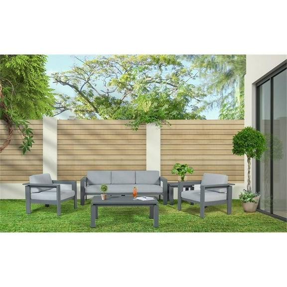 Sardinia Outdoor Arm Chair with Aluminum Metal Frame - Gray