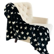 Plutus Black and White Stars Soft Handmade Luxury Throw Blanket 80L x 90W Twin XL