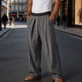 thumbnail image 2 of SAWOBUUN Mens Wide Leg Pleated Dress Pants Elastic Waist Loose Fit Trousers Comfortable Business Casual Pants, 2 of 5