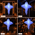 thumbnail image 5 of Clearance Light Up Hanging Ghost Decor, White Gauze Ghost Ornament with Blue LED Lights, Halloween Hanging Decoration for Front Door Porch Yard Tree Party Indoor Outdoor, 5 of 6