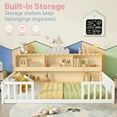 thumbnail image 2 of Full Floor Bed with Bookcase and Shelves, Wood Montessori Floor Bed Frame with Guardrails for Boys, Girls, White, 2 of 7
