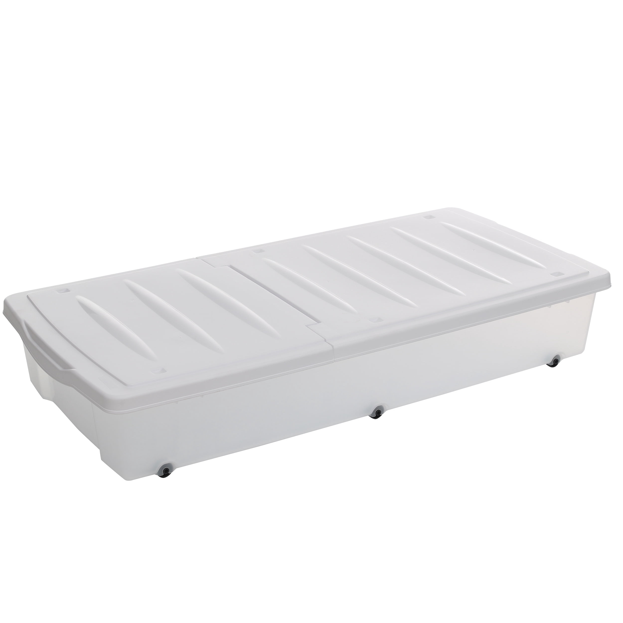 Mainstays 57 Quart Wheeled Underbed Plastic Storage, Arctic White