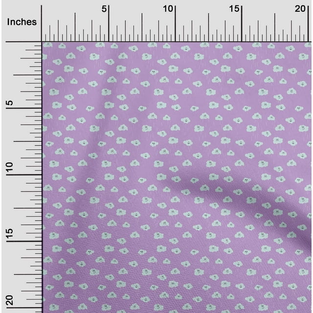 oneOone Viscose Jersey Fabric Rainy Clouds Nature Print Fabric BTY 60 Inch Wide