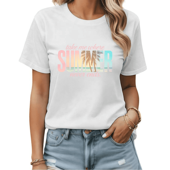 Vintage Summer Beach Palm Tree Graphic Tees Womans T shirt Black White S-5XL Tops