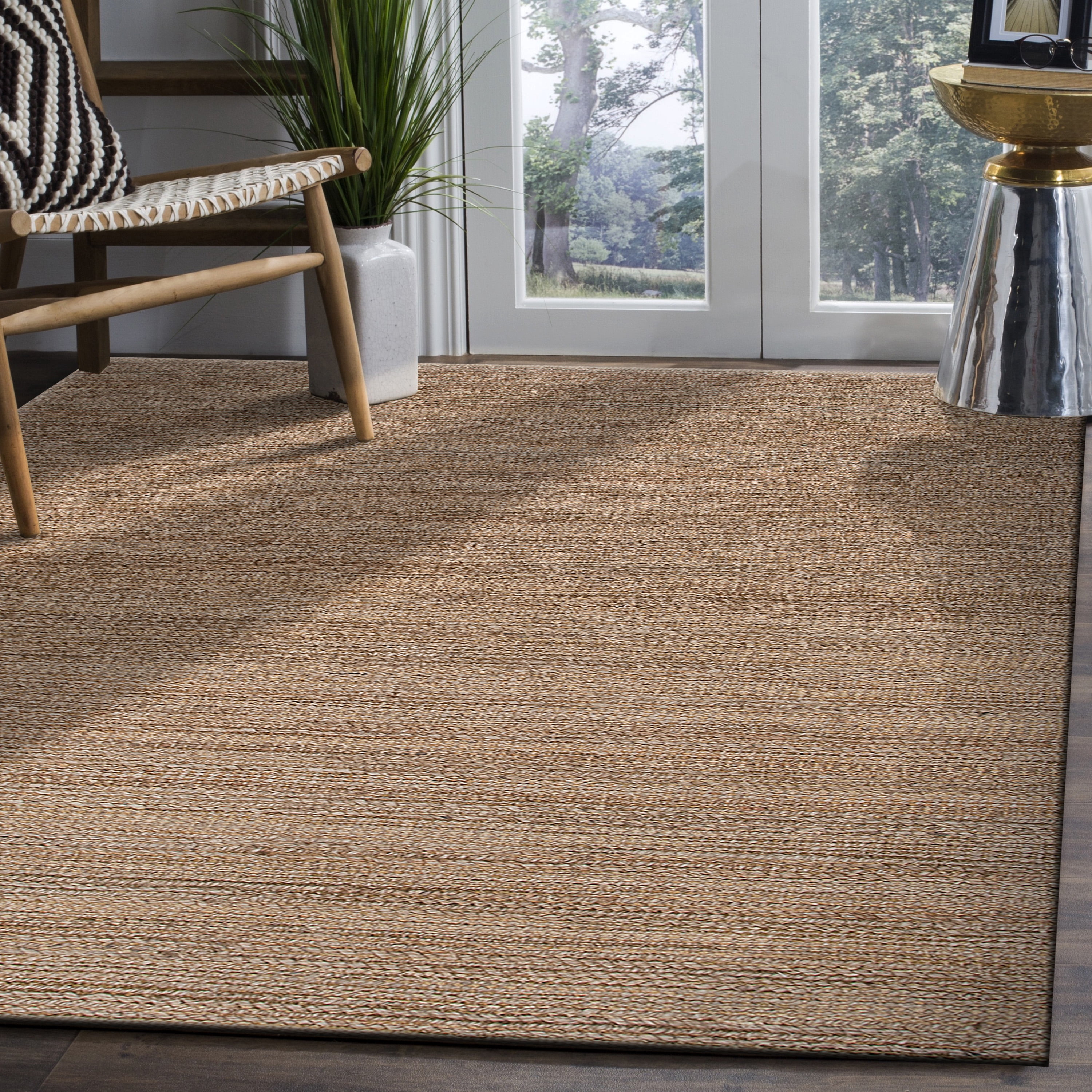 LR Home Natalie Belle Brown Braided Farmhouse Jute Blend Area Rug, 7'9" x 9'9"