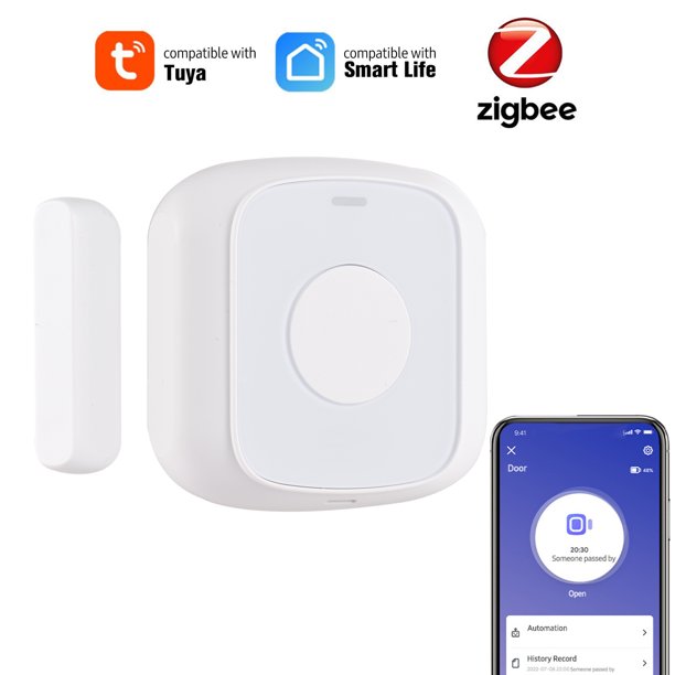 Sensor inteligente Irfora Tuya ZigBee Smart Door Window Sensor Alarma Magnética Sistema de seguridad para el hogar Alerta de puerta abierta APLICACIÓN Control remoto Conexión inteligente para garaje A Irfora Sensor inteligente